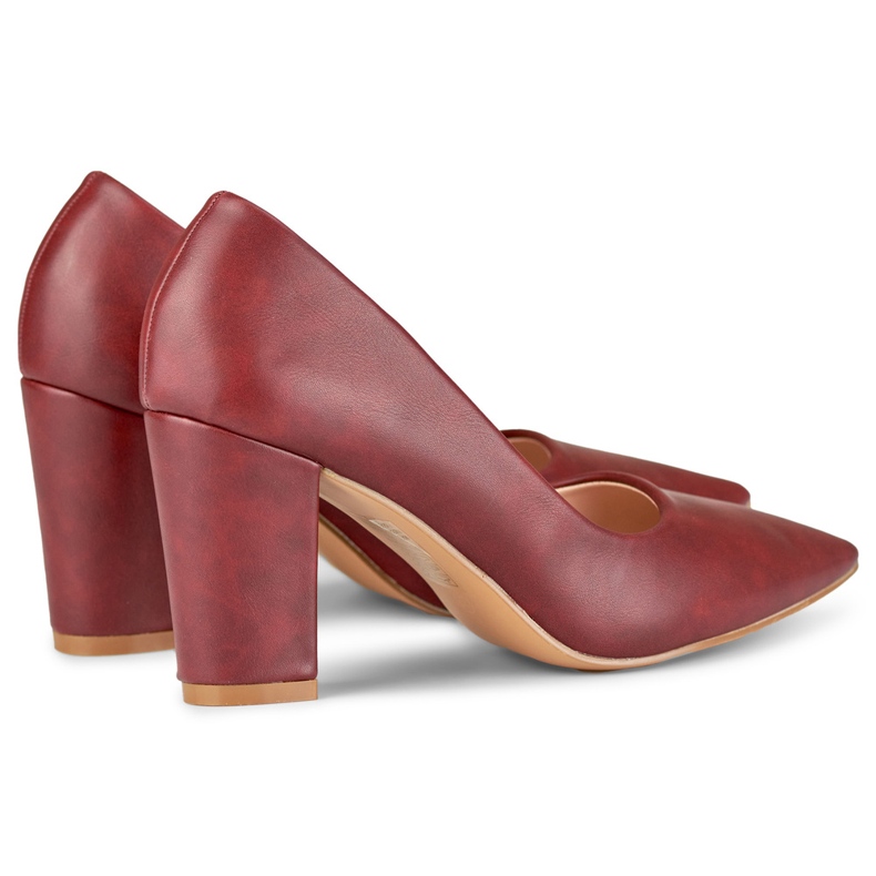 Burgundy pumps on a comfortable heel red 1
