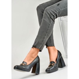 Black loafers with a high comfortable heel 2