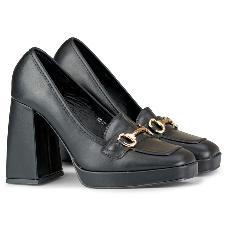 Black loafers with a high comfortable heel 1