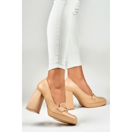 Fashionable loafers on a high, wide post beige 2 Fashionable loafers on a high, wide post beige 2