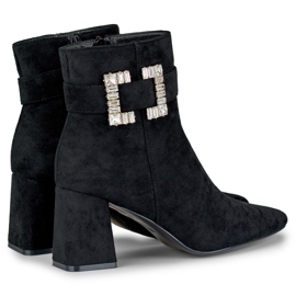 Ladies' black boots with a decorative buckle 1