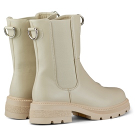 Classic beige women's boots on the platform 1