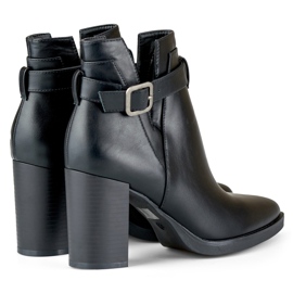 Women's cut-out black boots on a post beige 1