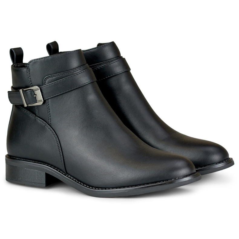 Black elegant women's boots with a flat sole 1