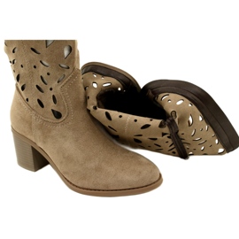 M.Daszyński Women's Openwork Suede Boots MR2337-3 Beige 5