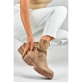 Women's dark beige boots with an elastic upper 1