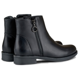 Women's black flat boots made of eco-leather 1