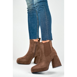 Women's suede brown boots on a high heel 1