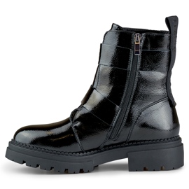Patent black women's Axelle worker boots 1