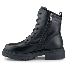 Ladies' black lace-up boots made of natural leather 1