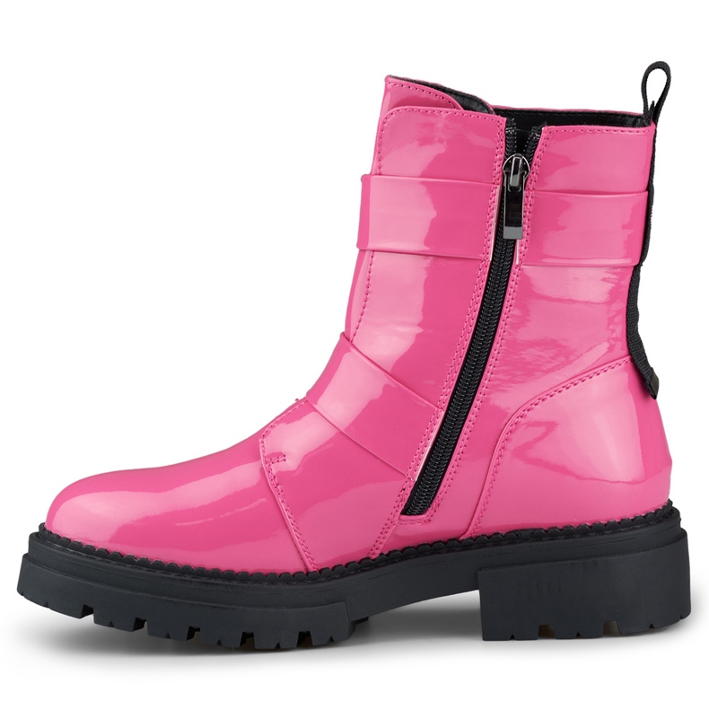Patent pink women's Axelle worker boots 1