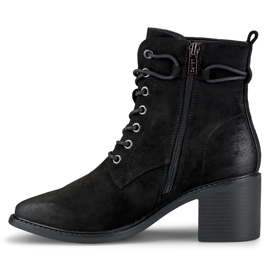 Black lace-up boots on a low heel 1