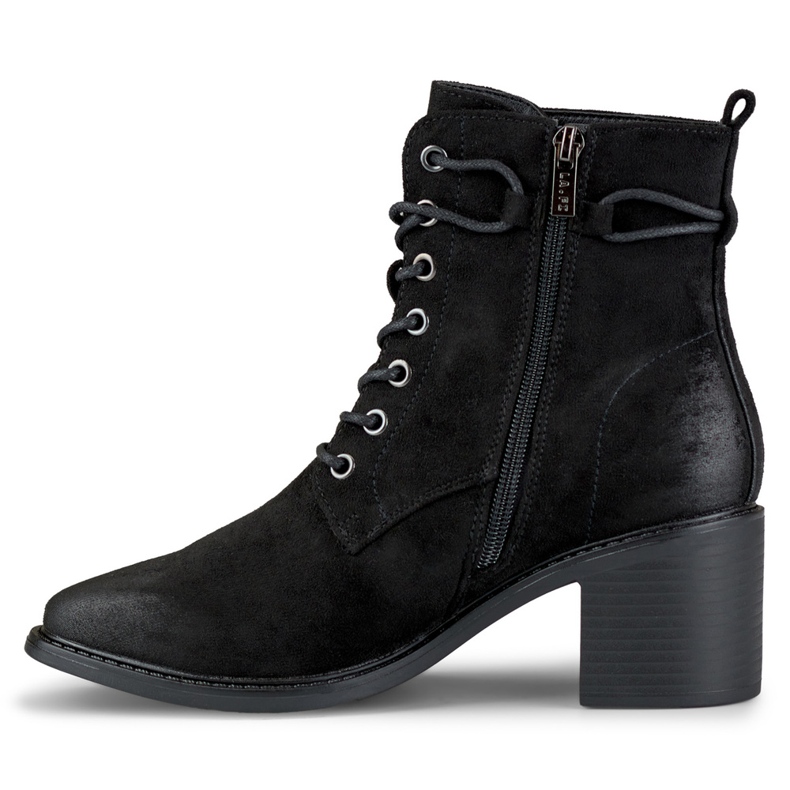 Black lace-up boots on a low heel 1