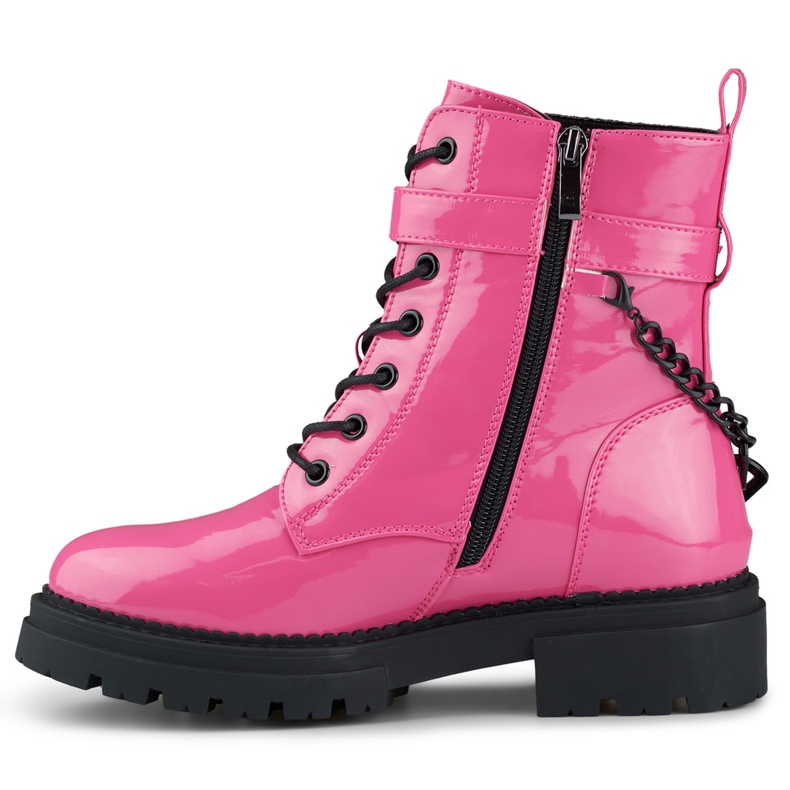 Women's pink patent leather worker with a detachable chain 1