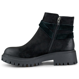 Women's black suede boots with black Aline decoration 1