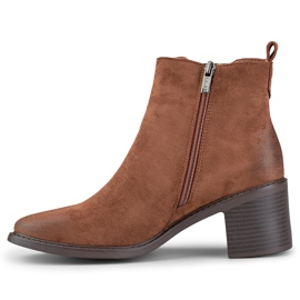 Ladies' brown suede boots on a comfortable post 1