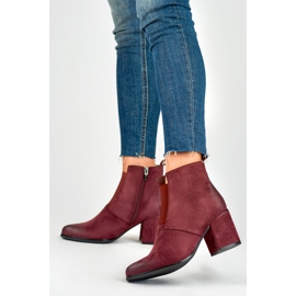 Burgundy elastic women's boots on the post red 1