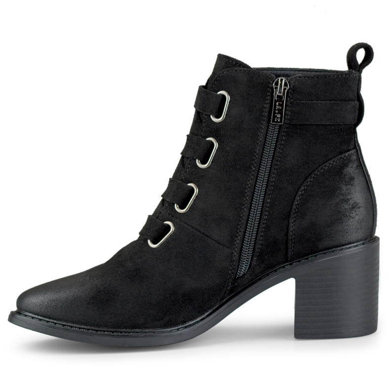 Black suede women's low heel boots from Salin 1