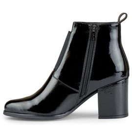 Lacquered elegant black elastic women's boots 1
