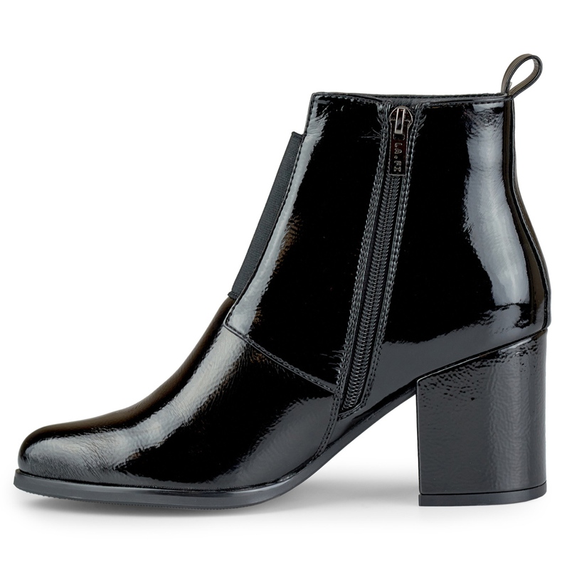 Lacquered elegant black elastic women's boots 1
