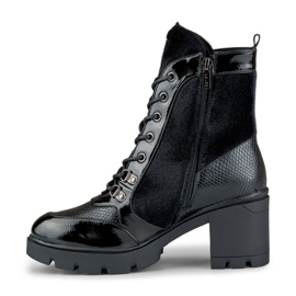 Fashionable women's boots made of decorative material black 1