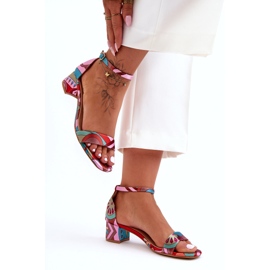 STEPHAN Patterned Satin High Heels Sandals Pink Mix Inspire Me! multicolored 1