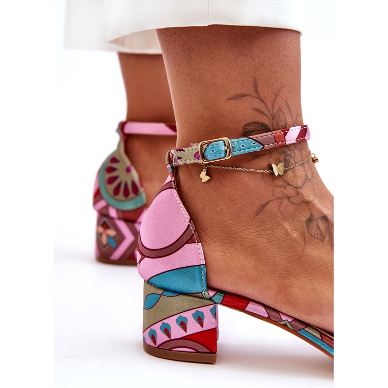 STEPHAN Patterned Satin High Heels Sandals Pink Mix Inspire Me! multicolored 2