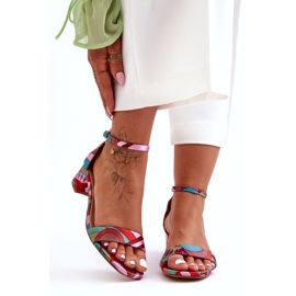 STEPHAN Patterned Satin High Heels Sandals Pink Mix Inspire Me! multicolored 3