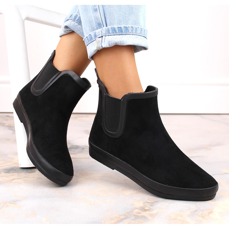 Rain boots waterproof slip-on boots black Potocki RB36063 1
