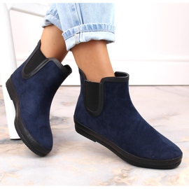 Rain boots waterproof slip-on boots Jodhpur boots navy blue Potocki RB36063 1