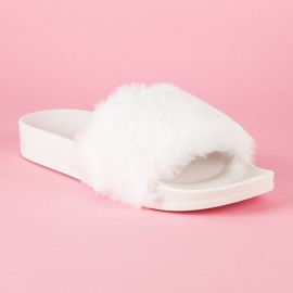Via Giulia  White flip-flops with fur 2