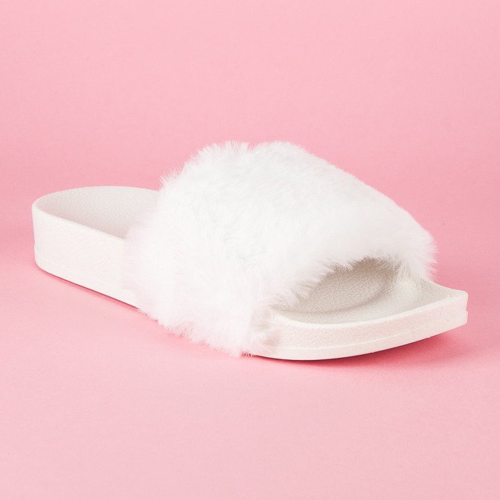 Via Giulia  White flip-flops with fur 2