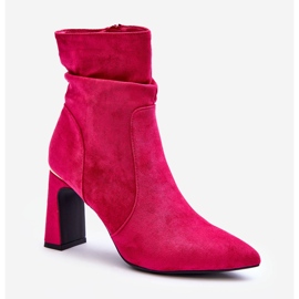 Fuchsia Mellamene Suede Heel Boots pink 1