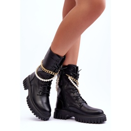 Leather Tall Workers With Chain Black Nameer 2