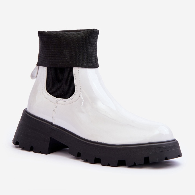 Women's Lacquered Jodhpur Boots White Pavo 1