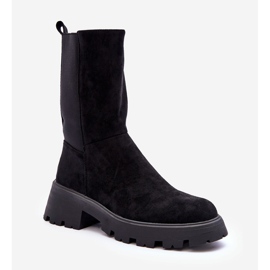 Women's Suede Flat Heel Boots Black Altandros 1