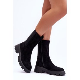Women's Suede Flat Heel Boots Black Altandros 2