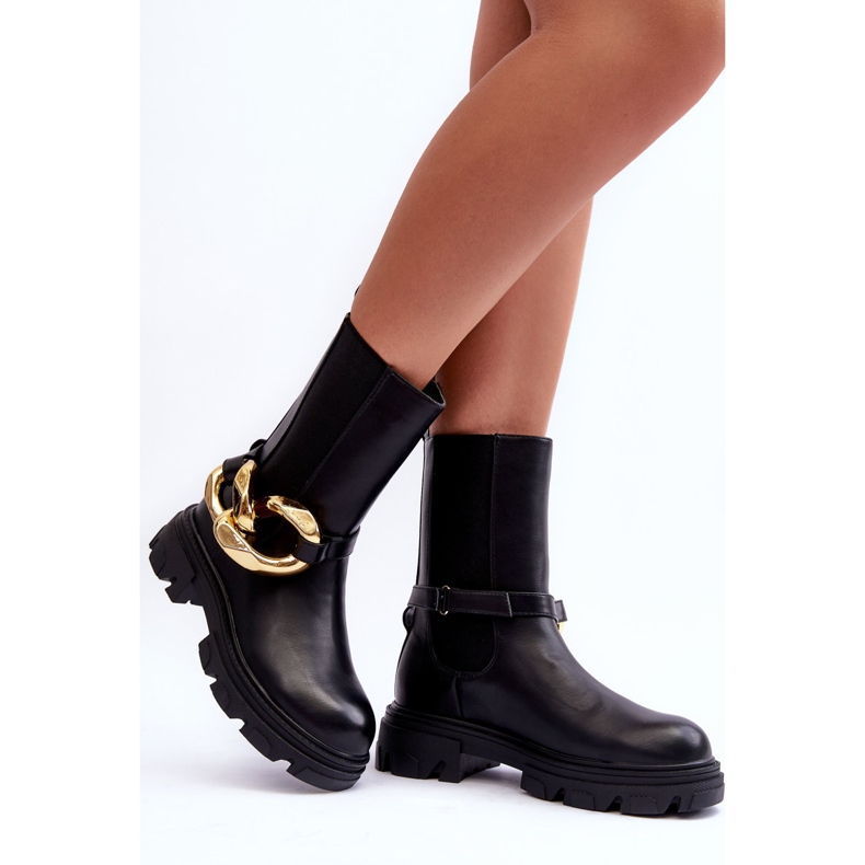 PG1 Fashionable Leather Boots Jodhpur Boots With Chain Black Kambiz 2 PG1 Fashionable Leather Boots Jodhpur Boots With Chain Black Kambiz 2