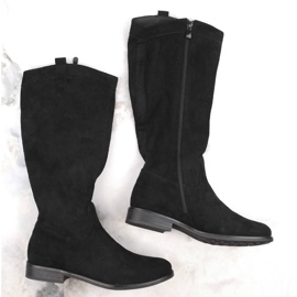 Women's openwork black suede boots Vinceza 16456 1