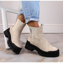 Women's Chelsea boots on the platform beige Big Star MM274322 1