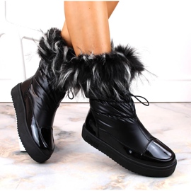 Women's platform snow boots with fur black Big Star MM274379 1