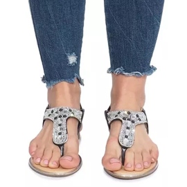 Black flat sandals with Larissa diamonds 1