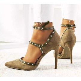 Green suede high heels AT-0631-L multicolored 1