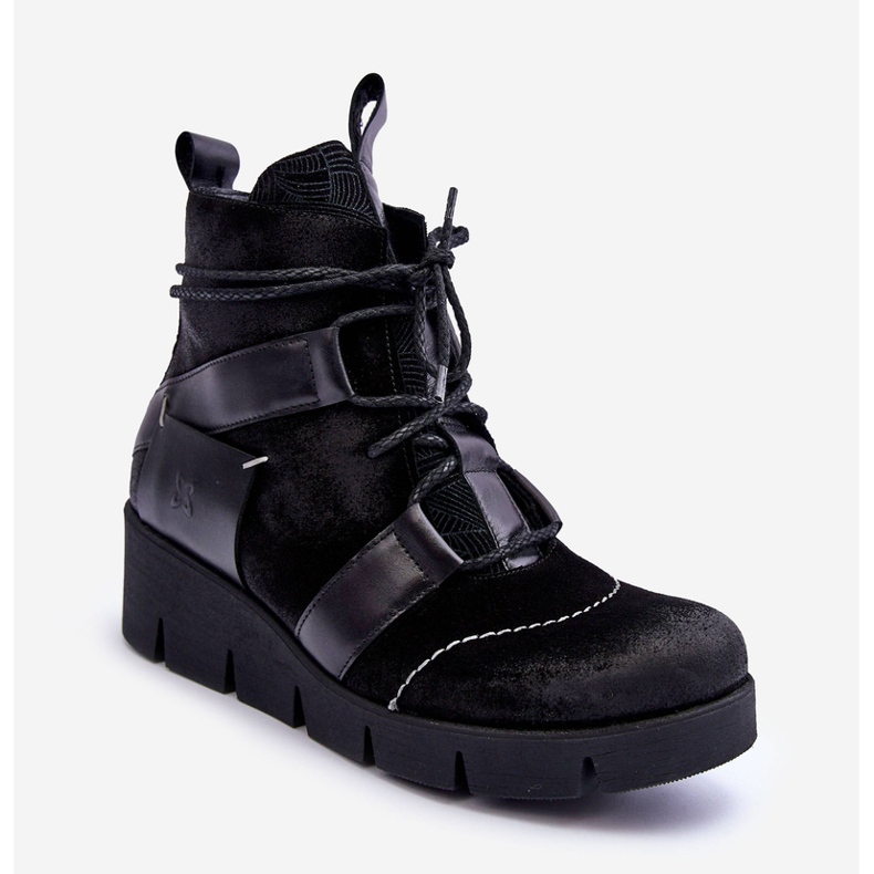 Leather Wedge Boots Maciejka 06185-01 Black 1