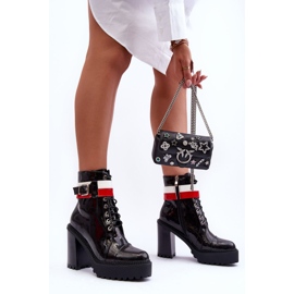 Adrijana Chunky Leather High Heel Boots Black 1