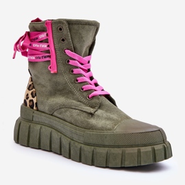 Women's Suede Platform Ankle Boots Green Rafter 1