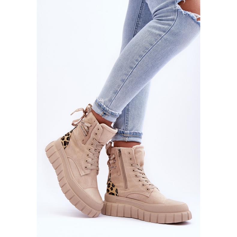 Women's Suede Platform Boots Light Beige Rafter 2