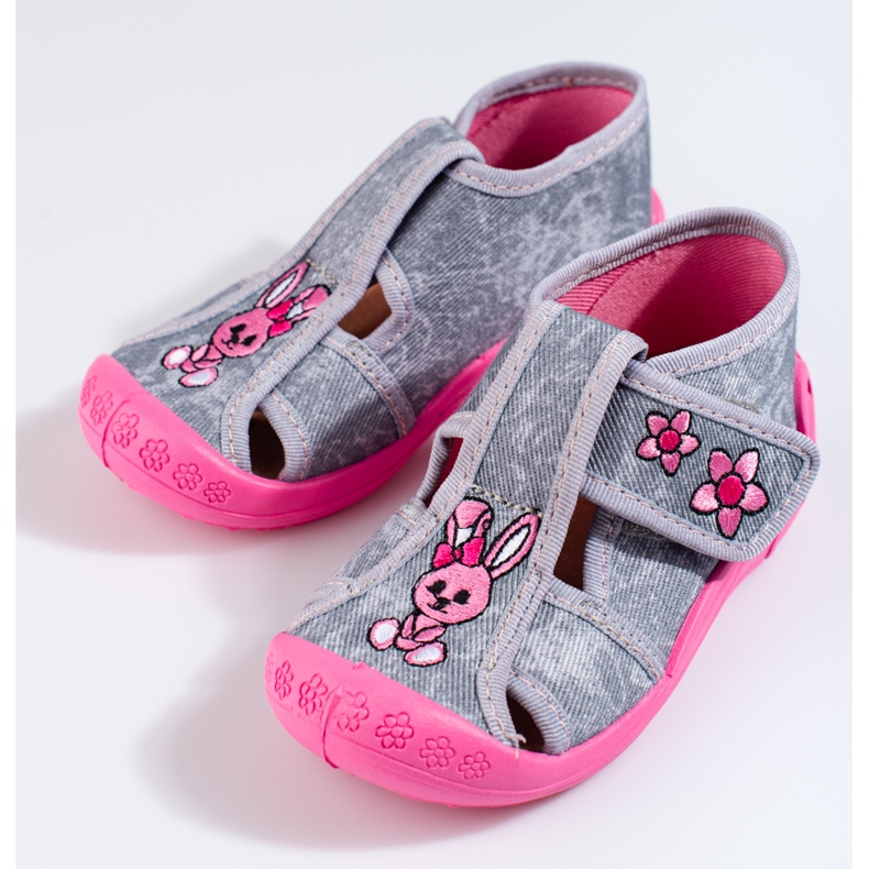 Grey-pink slippers for girls from Shelovet 1 Grey-pink slippers for girls from Shelovet 1