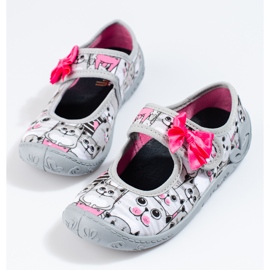 Gray slippers for girls with a Shelovet bow grey 1
