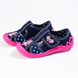 Navy blue and pink slippers for girls from Shelovet 1